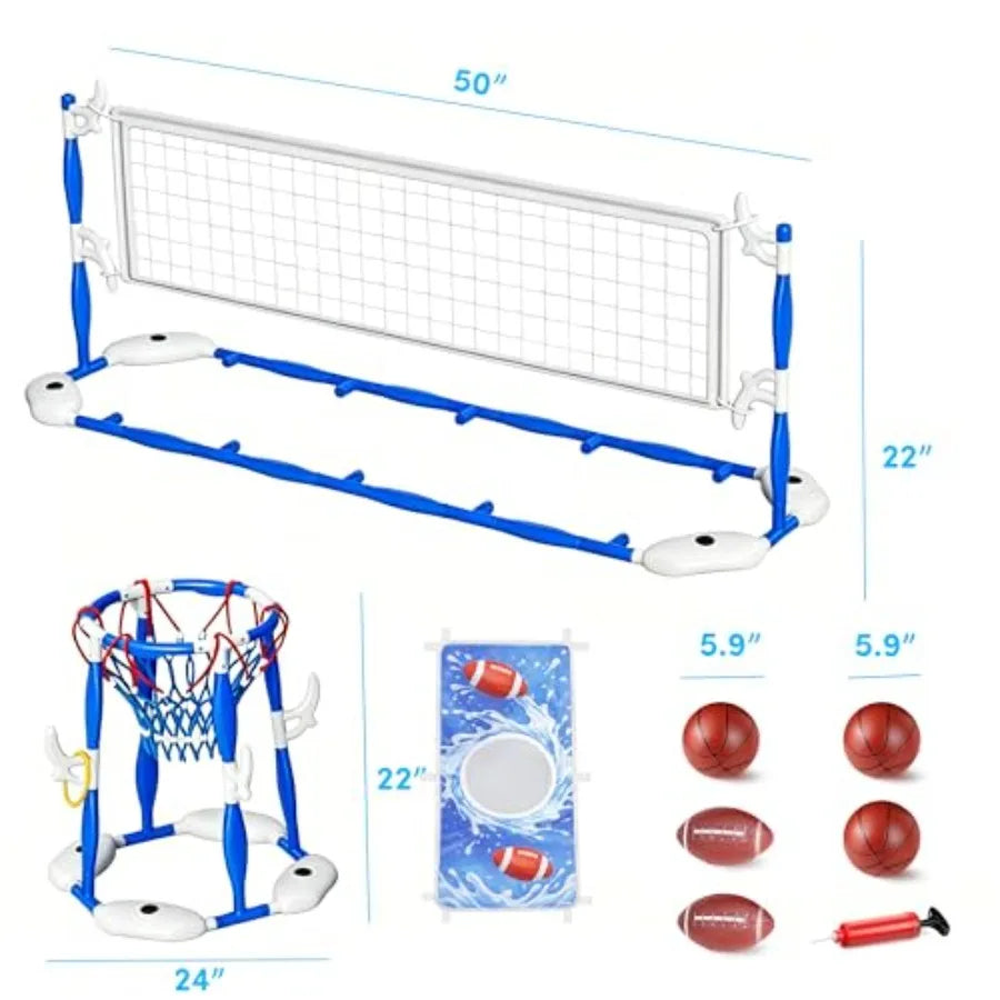 Pool Basketball Hoop 4 In 1 Floating Ring Game For Kids Ages 3 To 12 Outdoor Summer Fun