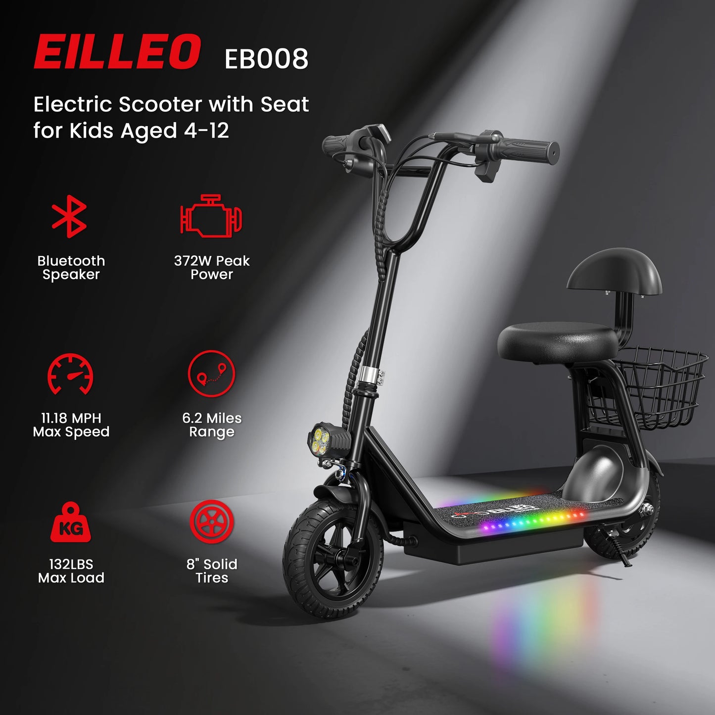 Spacewalk Electric Scooter For Kids With Seat Basket