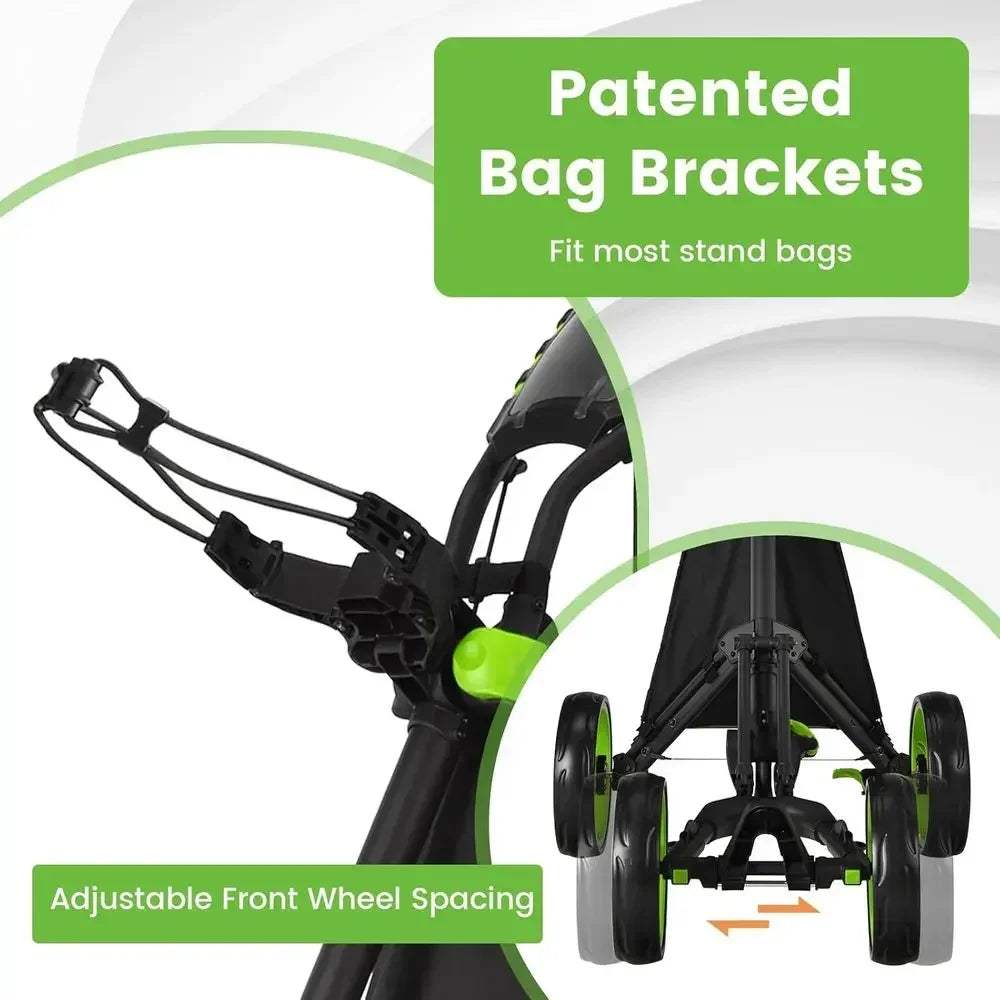 Lightweight Four Wheel Golf Trolley With Integrated Foot Brake