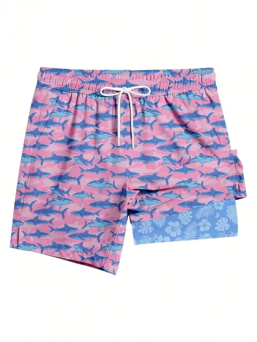 Mens 2 In 1 Swim Trunks With Compression Liner Quick Dry Camouflage Board Shorts