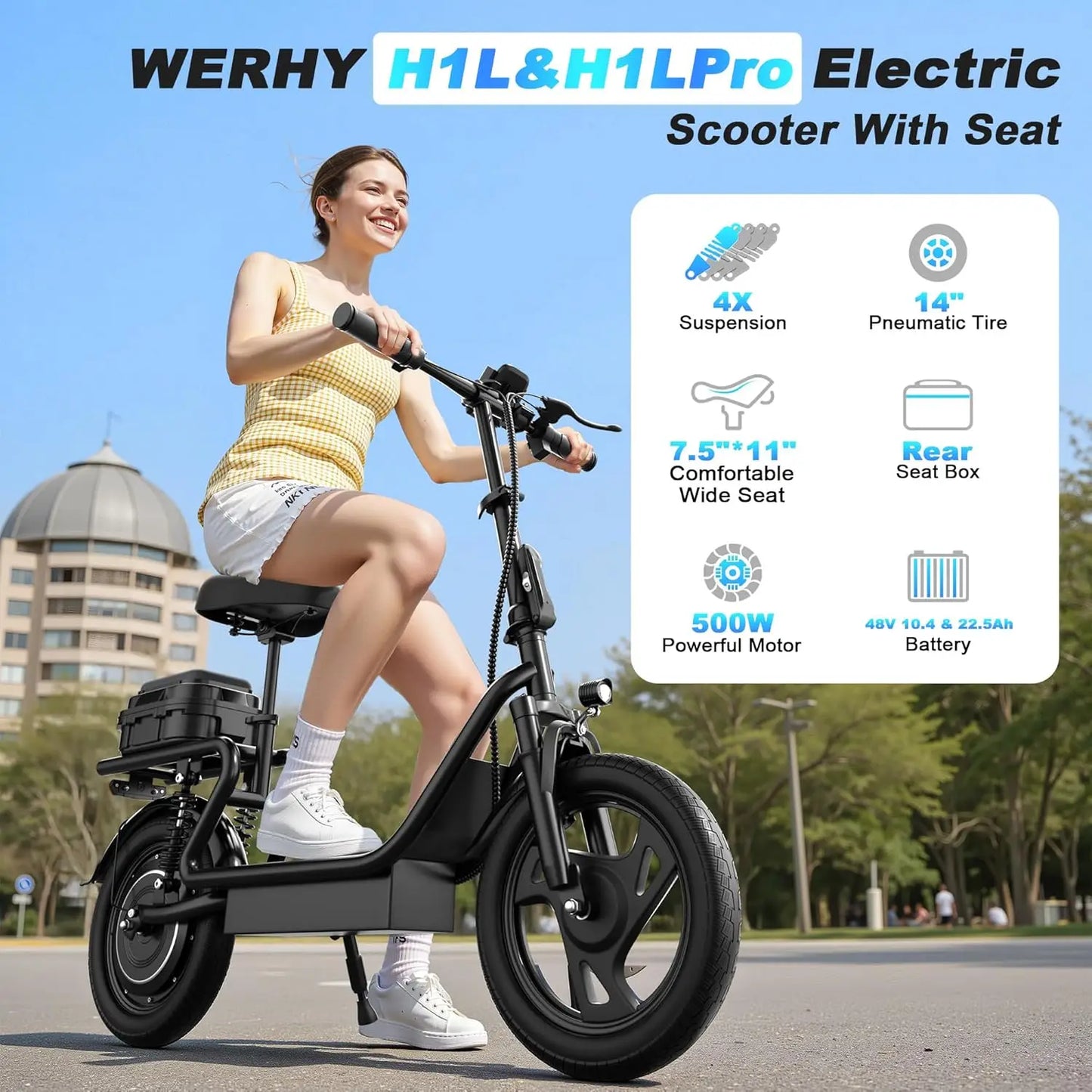 AOVOPRO Foldable Electric Bike Dual Suspension 500W Ebike