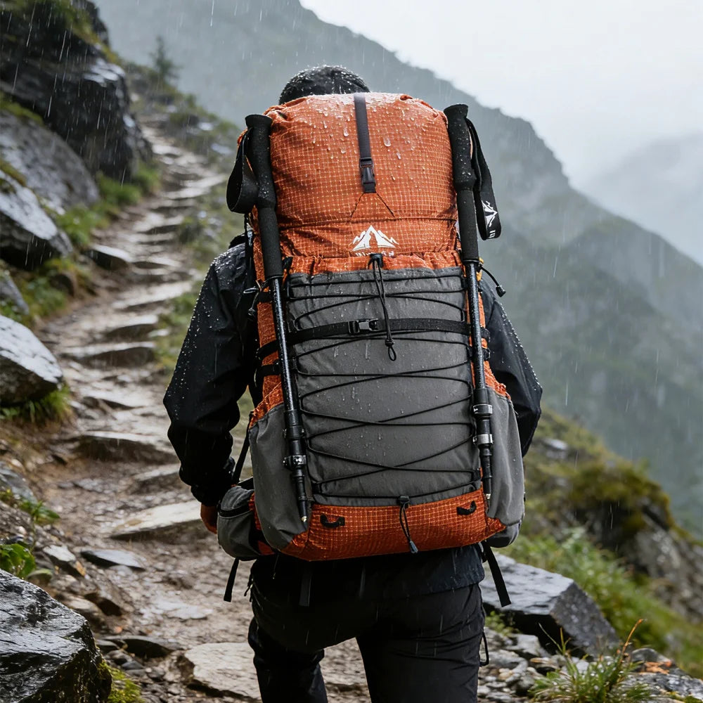Night Cat Roll Top Waterproof Hiking Backpack With Rain Cover