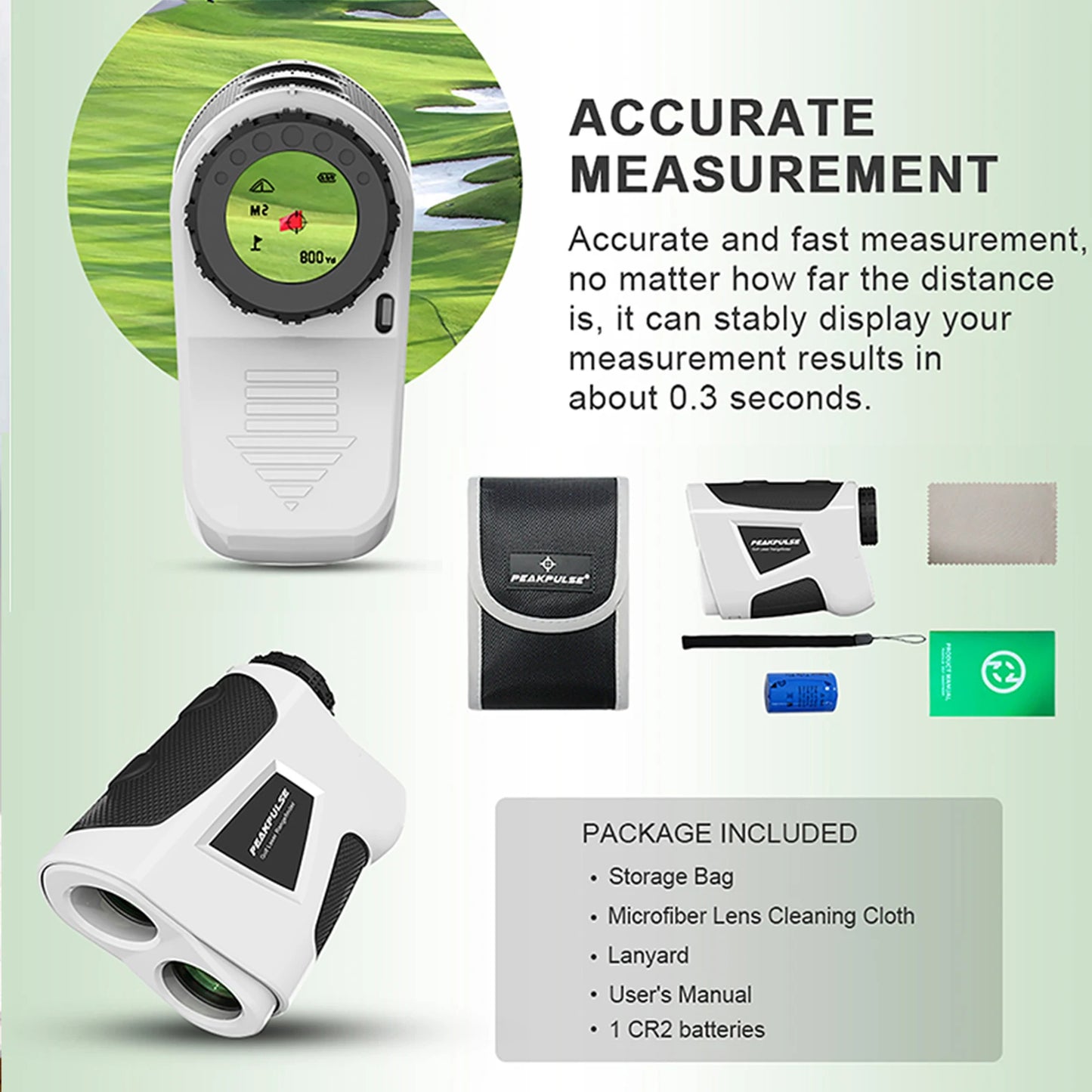 PeakPulse Magnetic Golf Laser Rangefinder With Slope Flag Lock