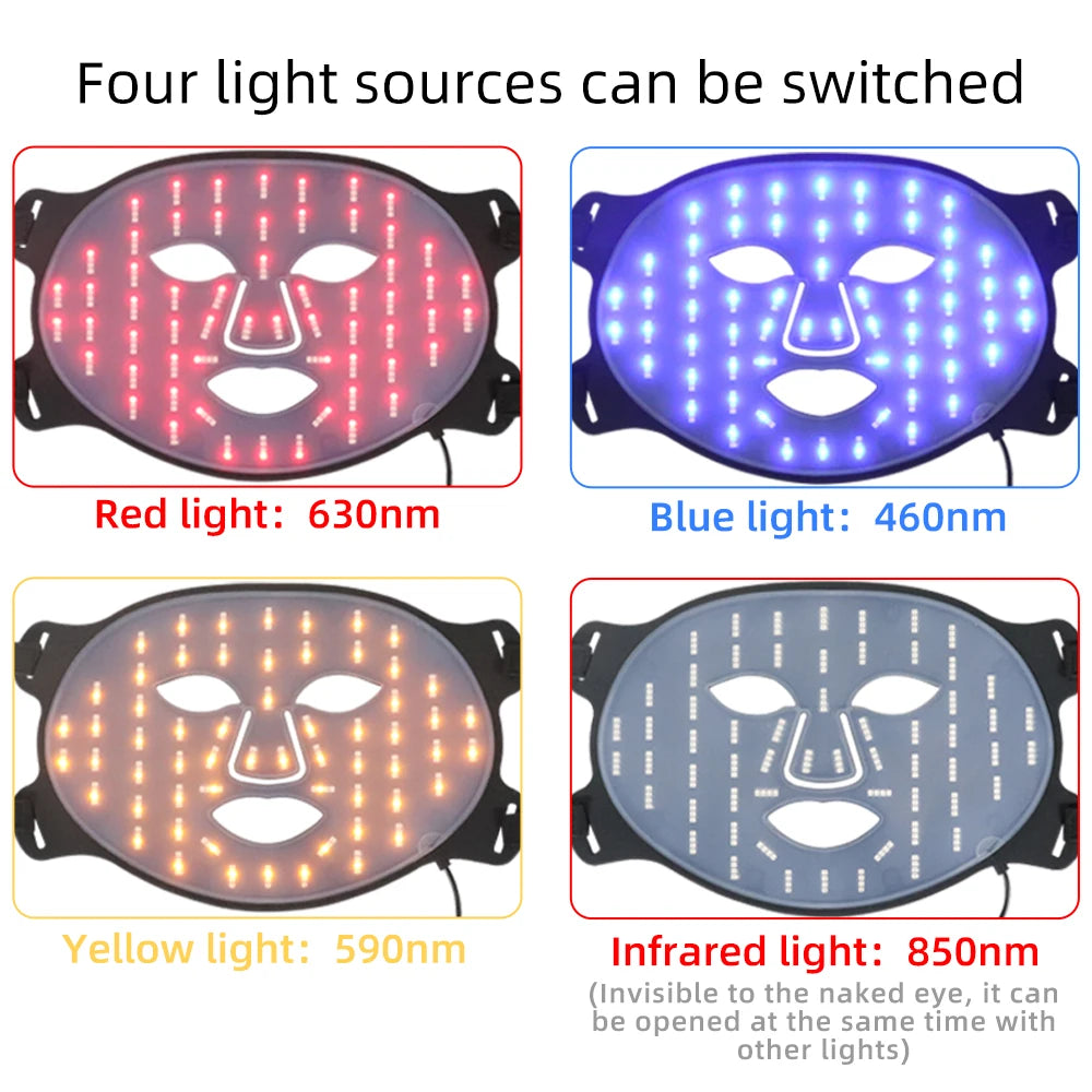 Silicone Wireless LED Face Mask Infrared Therapy Anti Aging Acne