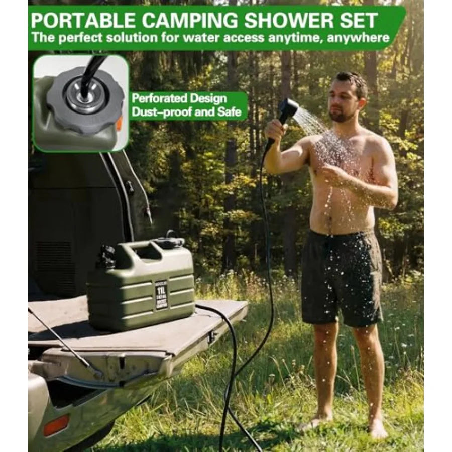 Portable Camping Shower With Food Grade Three Five Gallon Jug