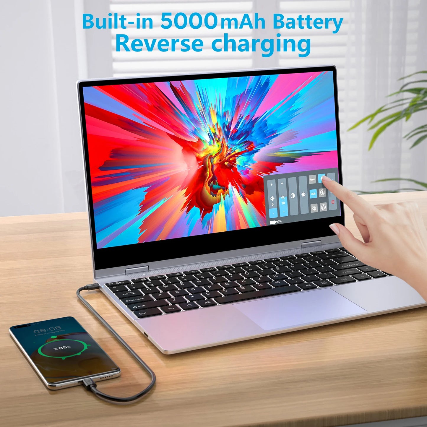 Dopesplay Portable Touchscreen Monitor With Keyboard And Battery 1080P