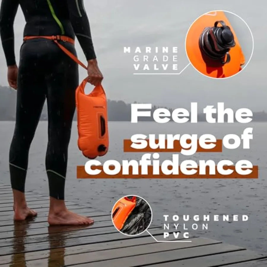 Open Water Swim Buoy With 15L Dry Bag Fully Waterproof Floating Safety Bubble High Visibility