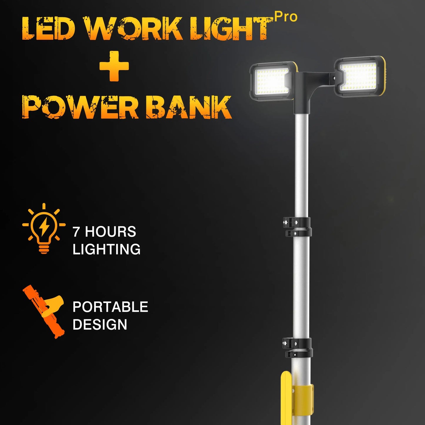 LED Work Light 80000LM Rechargeable Power Bank Flood Light IP65 Waterproof