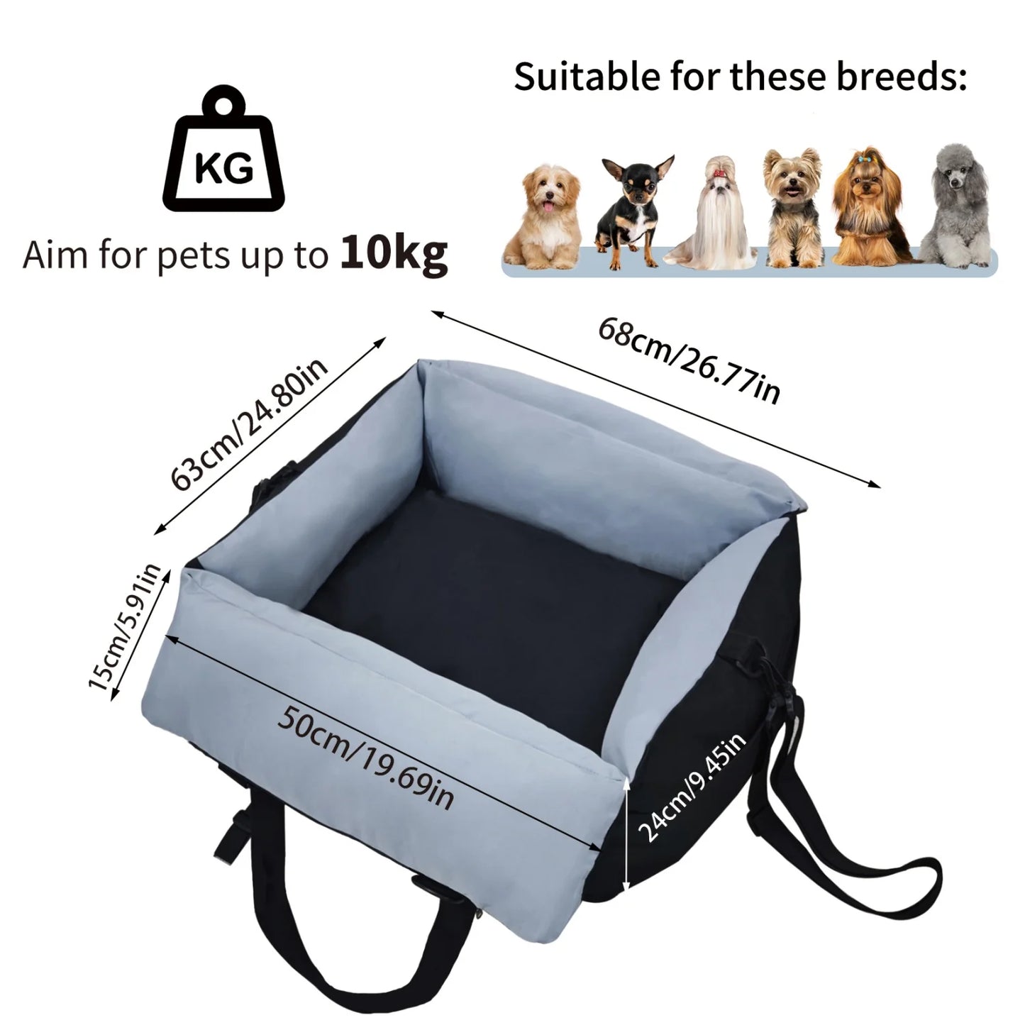 BINGOPAW Washable Dog Car Seat For Small Dogs Booster Carrier