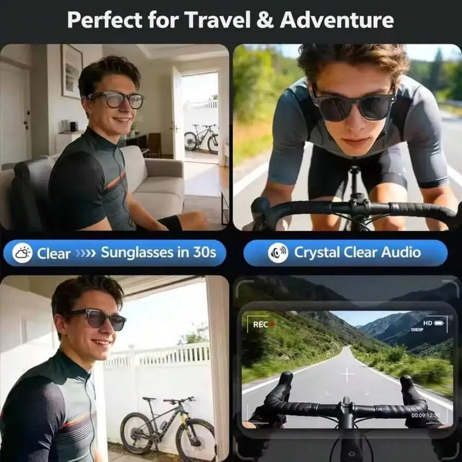 AI Smart Glasses With 8MP HD Camera, Real-Time Translation, AI Object Recognition, Wireless Audio & Open-Ear Music, Touch Control Intelligent Photo/Video Recording Glasses, Travel Companion Gift For Men Women