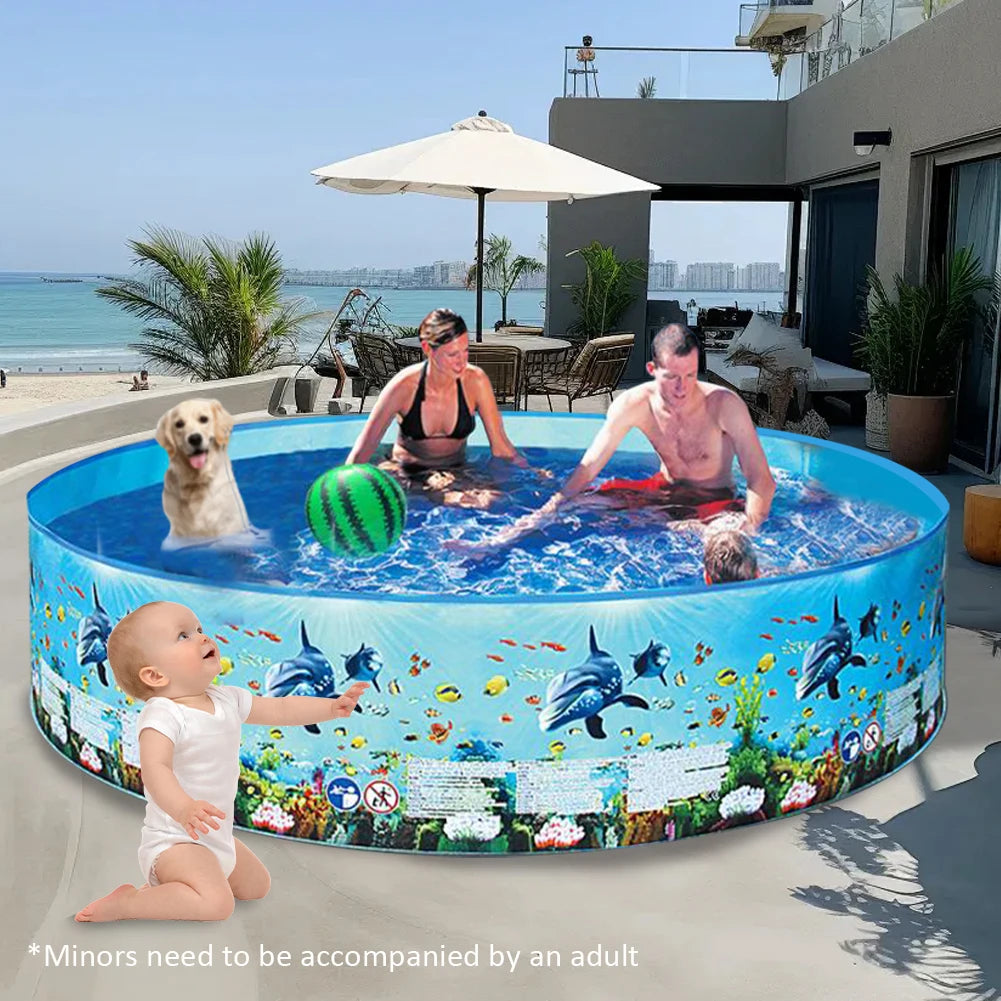 Shunmaii Inflatable Foldable Pool For Family Fun Easy Setup Durable Portable Outdoor Water Play