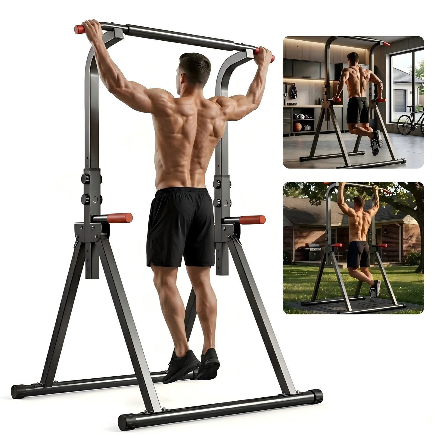 Foldable Power Tower Pull Up Bar For Home Strength Training