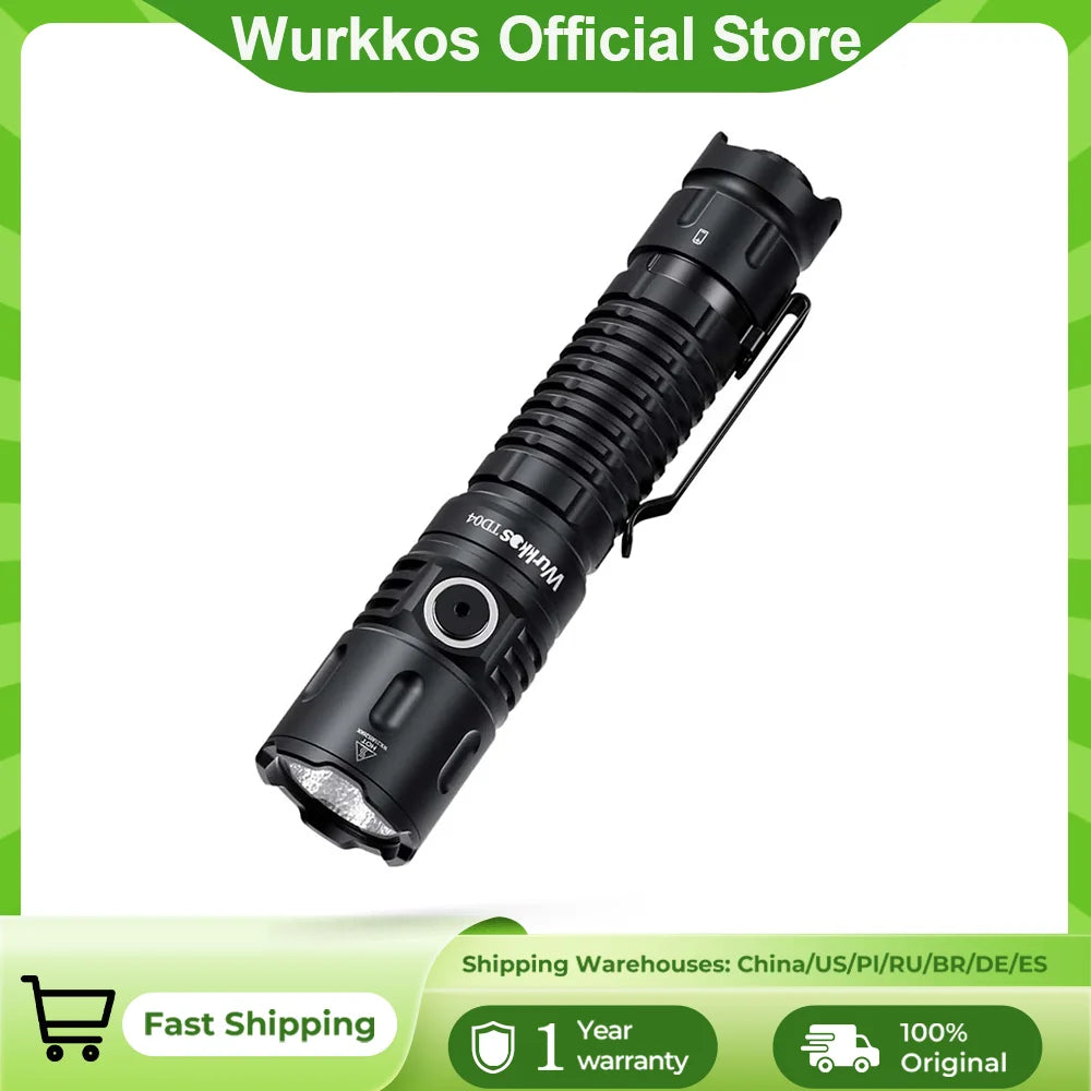Wurkkos TD04 USB C Rechargeable Dual Mode Tactical Flashlight