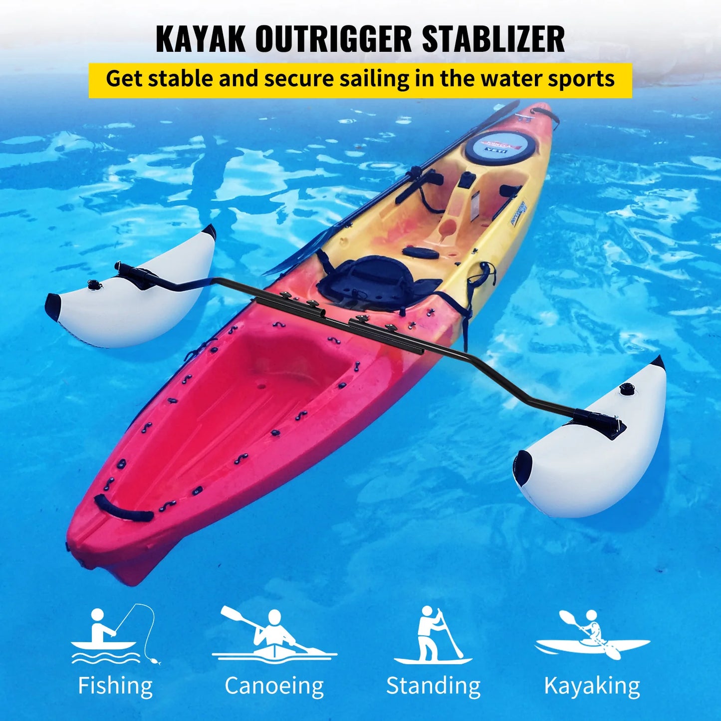 SucceBuy Kayak Outrigger Stabilizers Inflatable PVC Foldable For Kayak Anglers And Fishing Fans Secure Stability