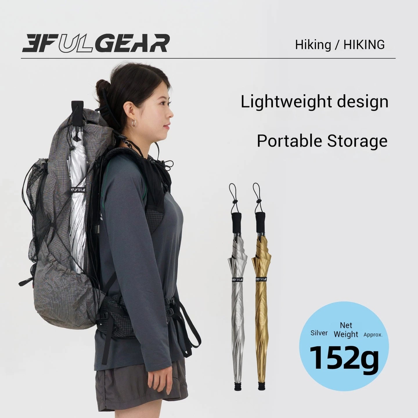 3 F UL GEAR Hiking Umbrella Carbon Fiber Ultralight Handsfree