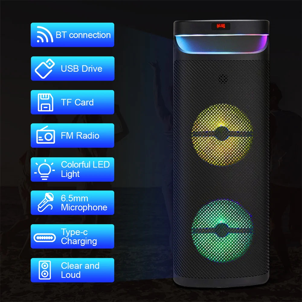 CURUK 3000W Portable Bluetooth Party Speaker Subwoofer Heavy Bass
