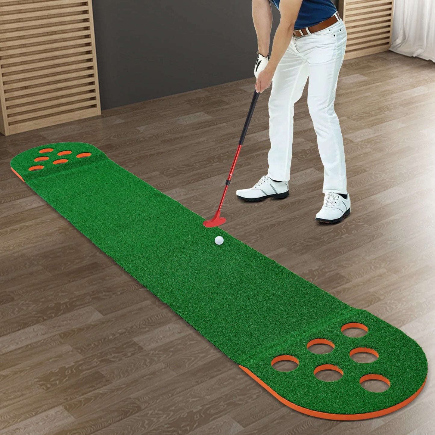 Foldable Golf Putting Mat With Two Clubs And Two Balls For Home Practice Durable Mini Golf Training Pad For Beginners