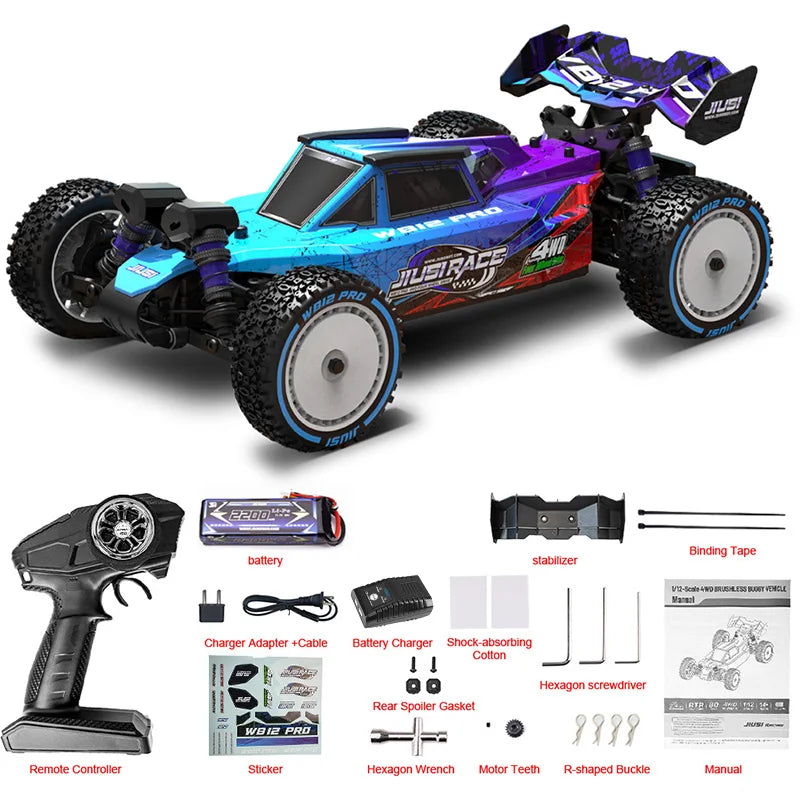 JIUSI WB 12 Pro 1/12 Brushless RC Car For Adults 50 MPH Off Road 4X4 RTR All Terrain Buggy