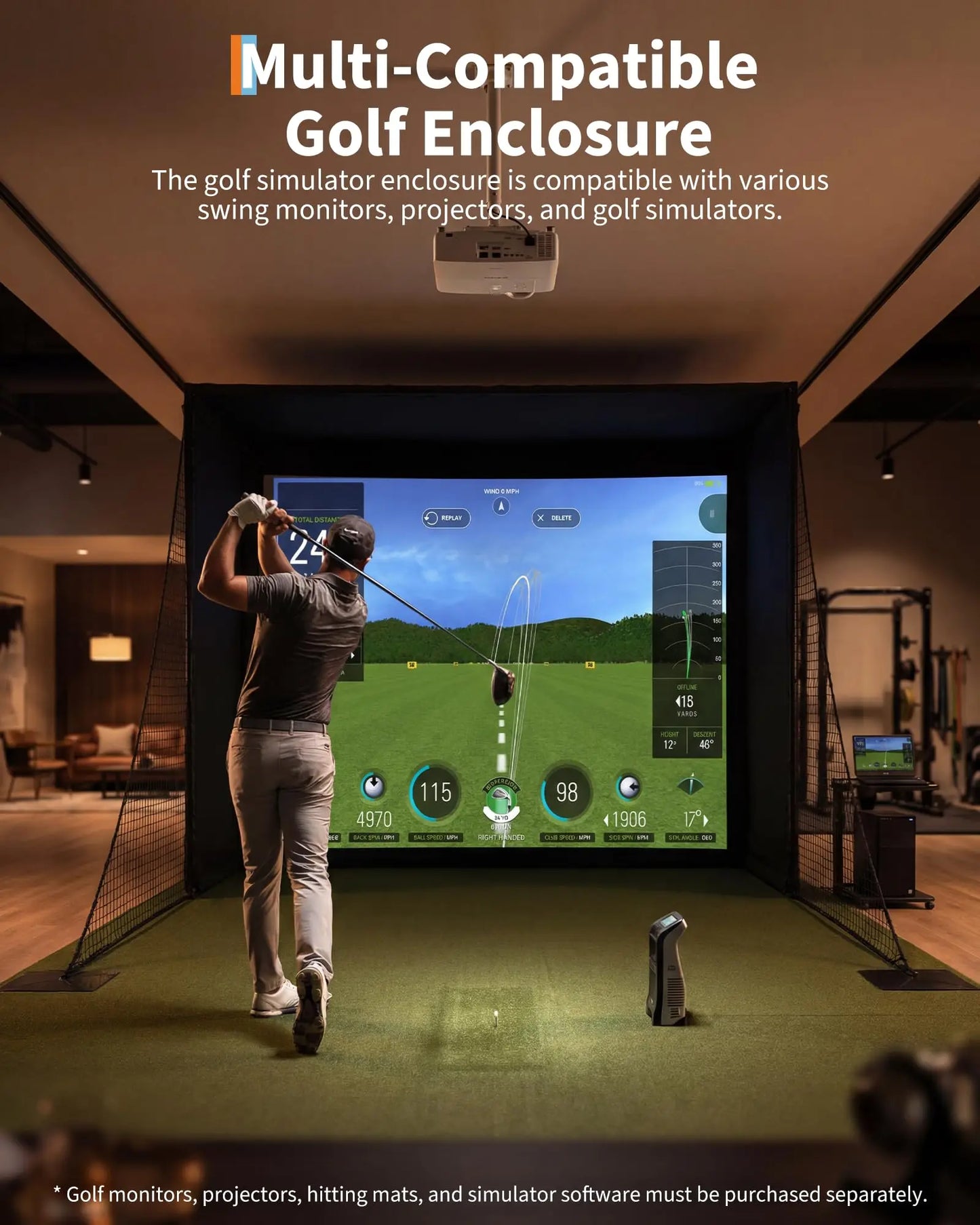 Golf Simulator Enclosure Package With Impact Screen Guard