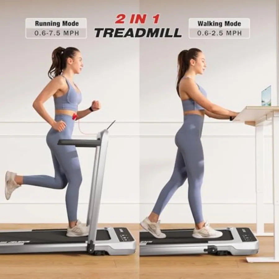 Folding Incline Walking Pad Treadmill With Handlebar for Home Fitness