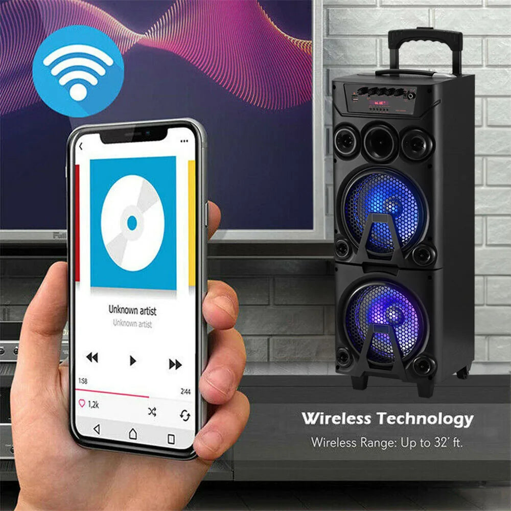 CURUK 6000W Portable Bluetooth Speaker with Dual Subwoofers and Led Lights