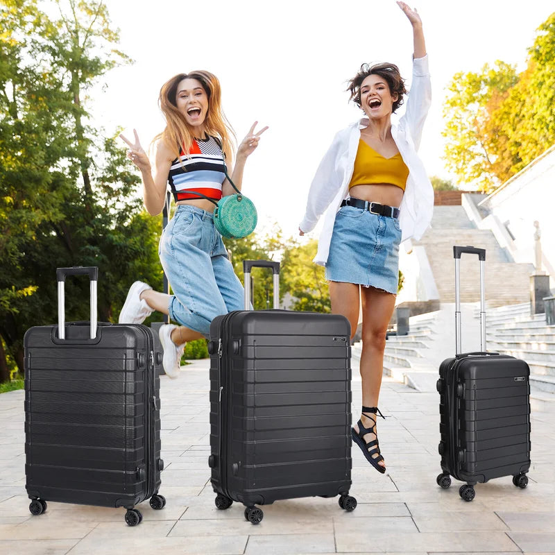 Expandable 3 Piece Hardshell Luggage Set With TSA Lock