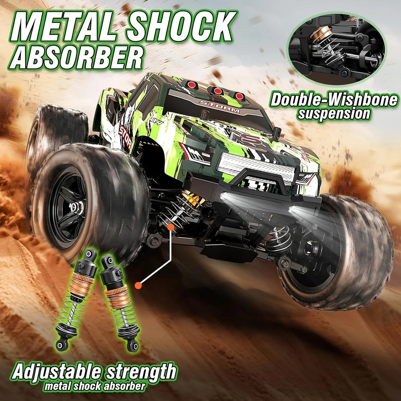 Off Road RC Car 2.4GHz Remote Control All Terrain Durable Safe Design Great Gift For Boys And Adults