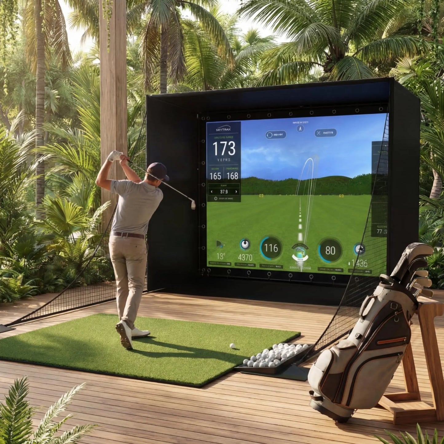 Golf Simulator Enclosure Package With Impact Screen Guard
