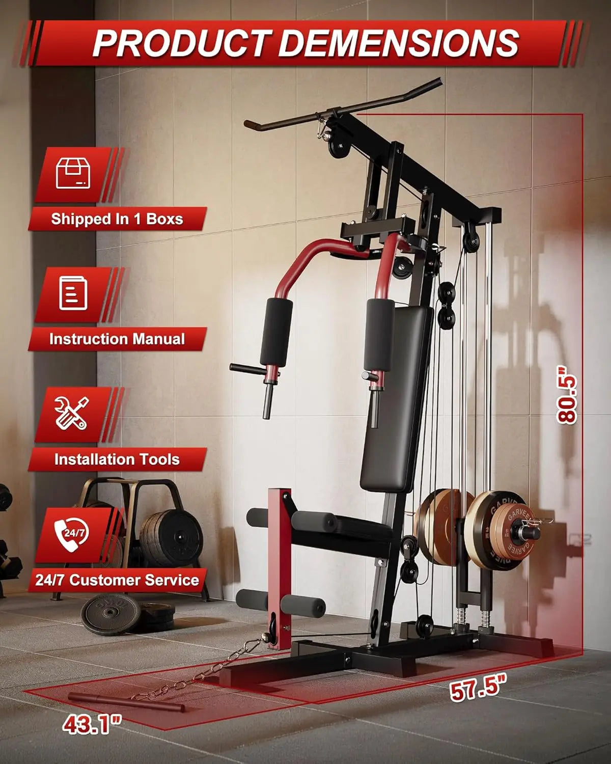 HiMISS Five In One Home Gym Full Body Workout Machine