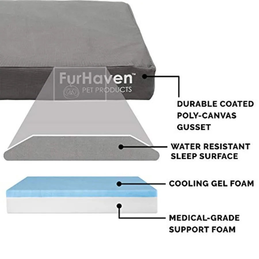 Water Resistant Cooling Gel Dog Bed For Large Dogs Up To 125 Lbs Indoor Outdoor Use With Removable Washable Cover