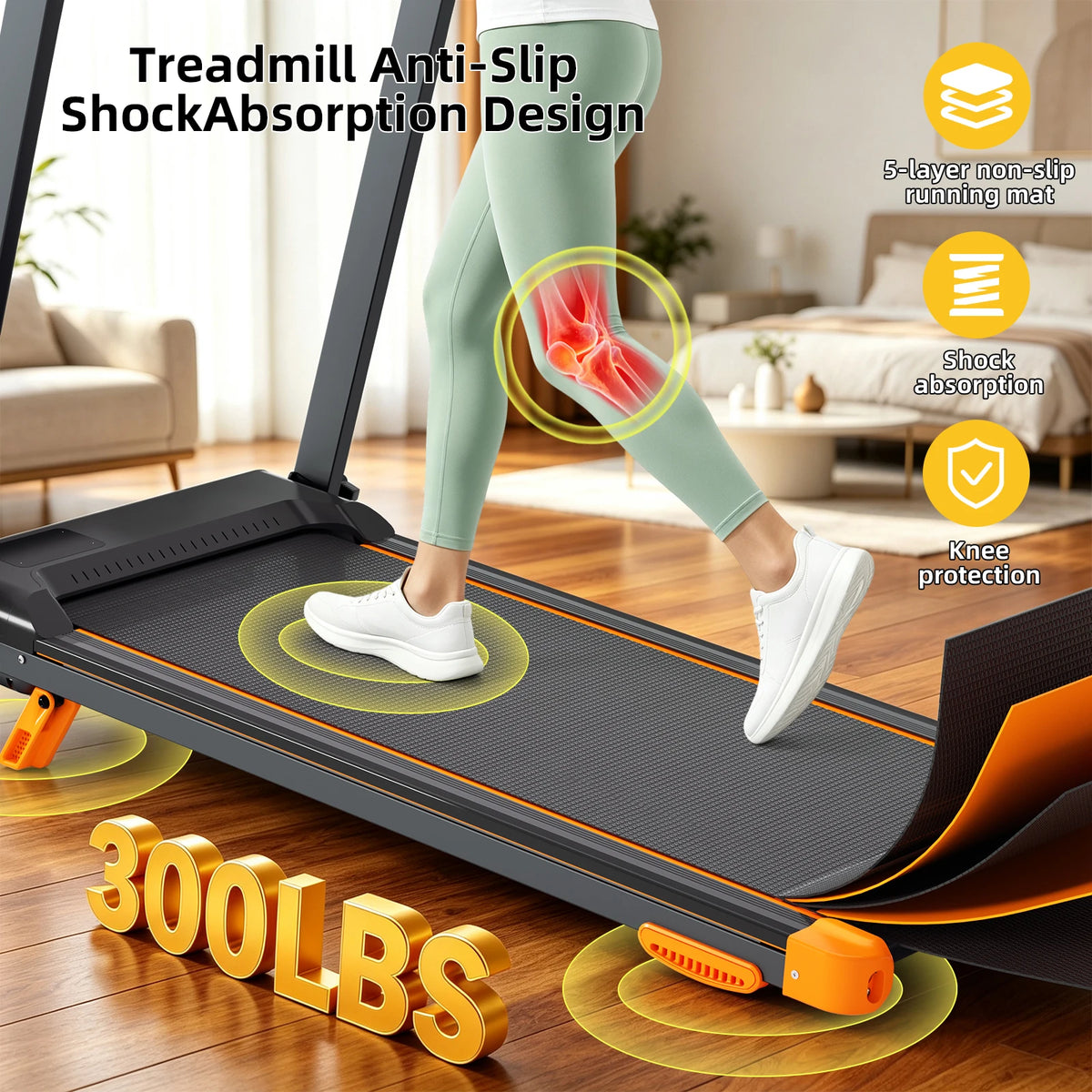 Quiet Foldable Walking Pad Treadmill With Incline And HIIT Modes