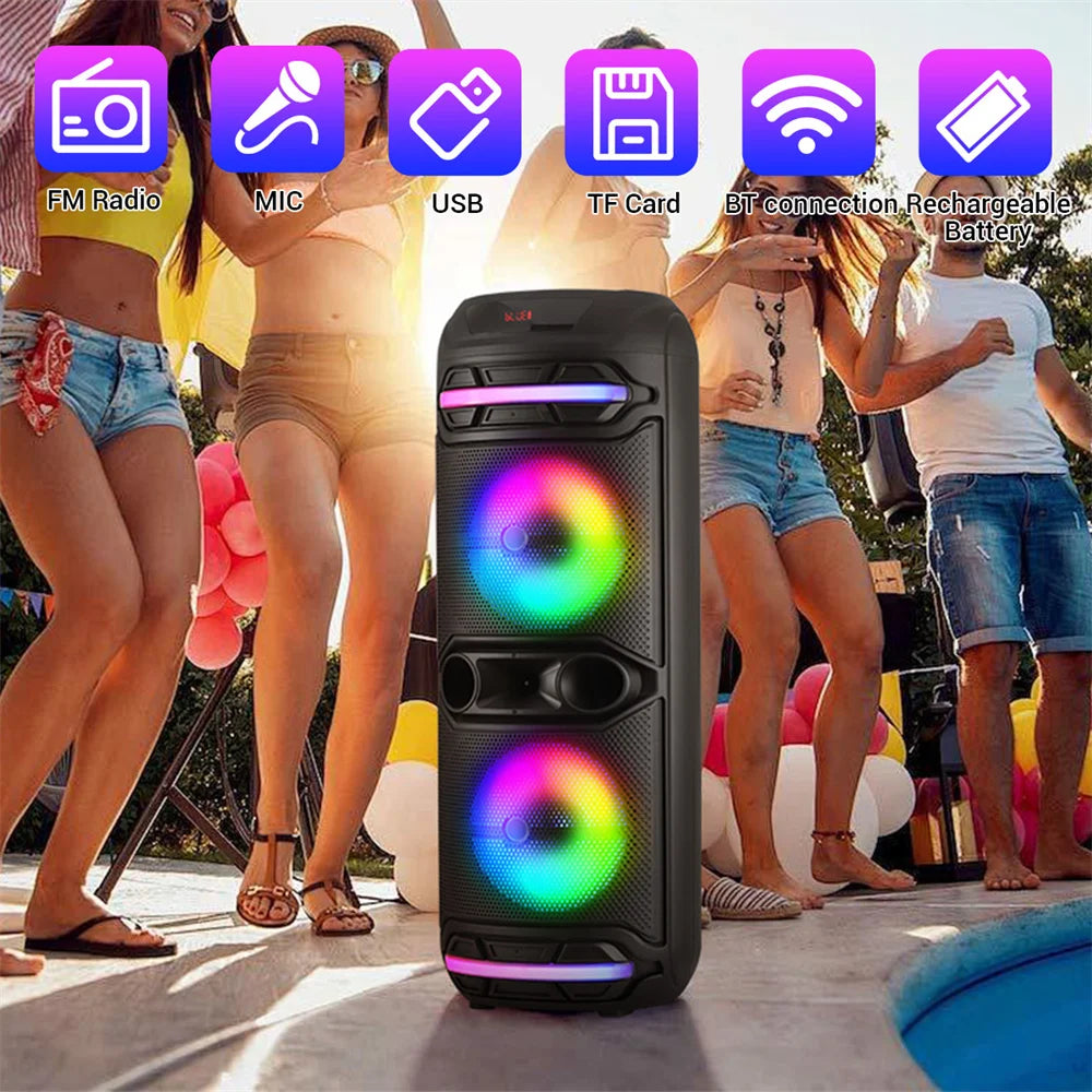 CURUK Dual Bluetooth Speaker Boombox Loud Party Subwoofer