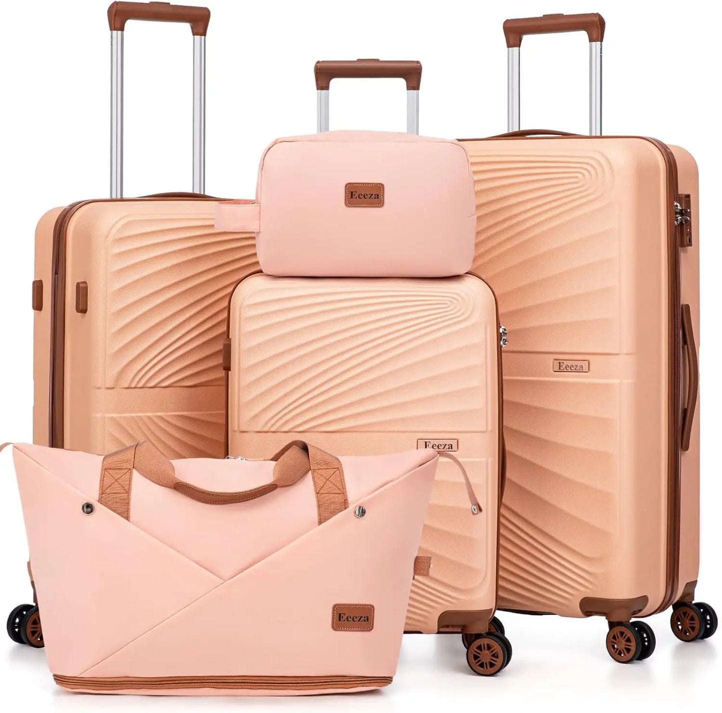 5 Piece ABS Luggage Set With TSA Spinner Wheels Lightweight