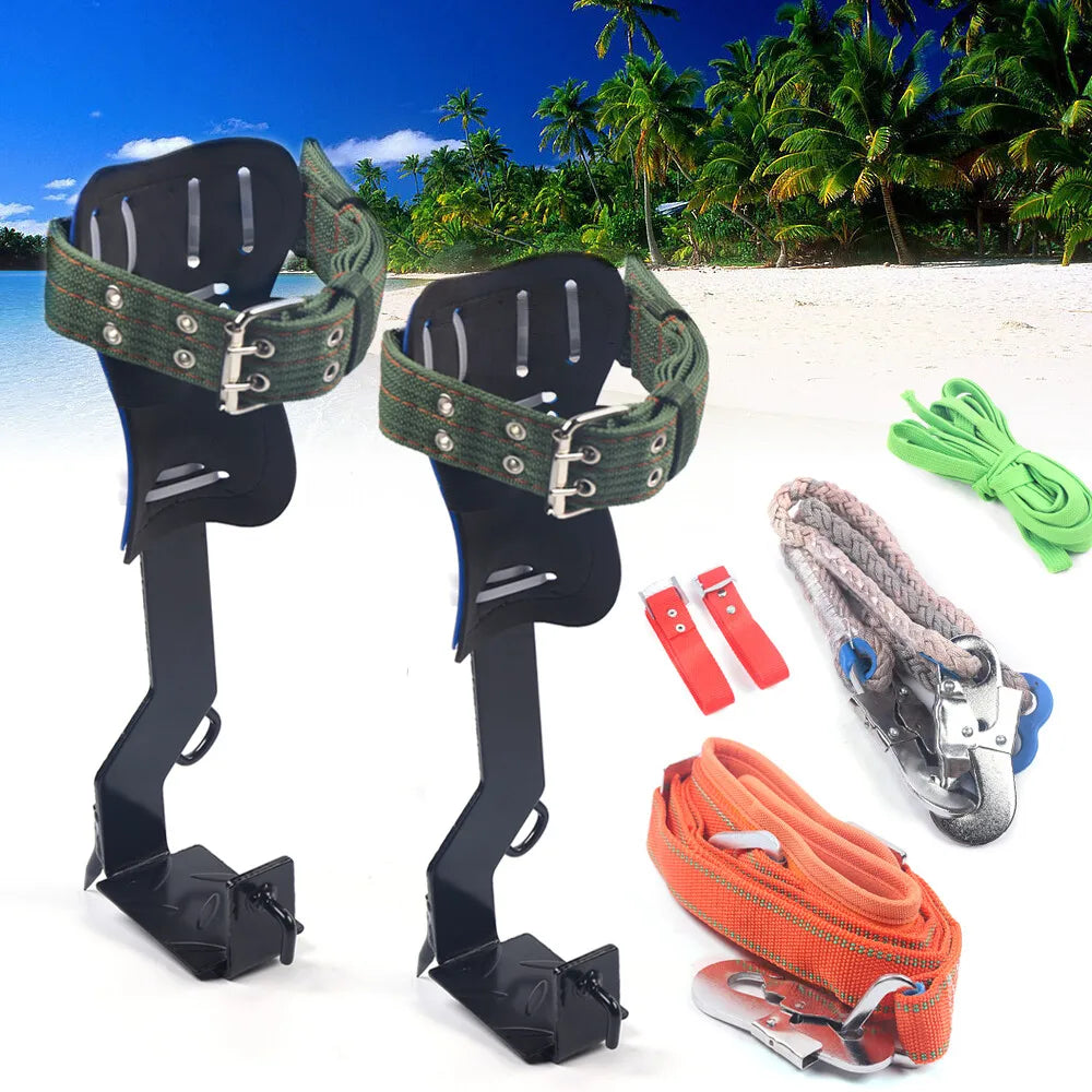 Tree Pole Climbing Spike Set With Rope Lanyard And Carabiner