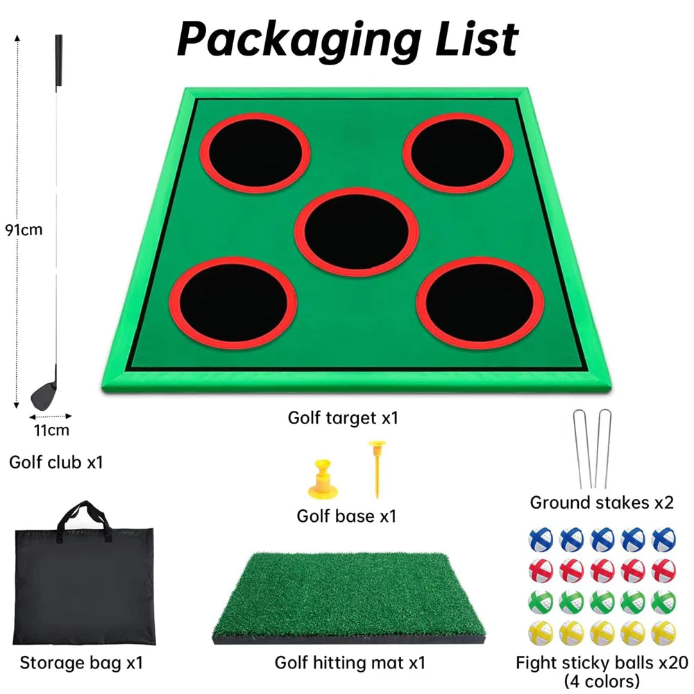 Golf Game Play Set All In One For Golfers Fathers Indoor Outdoor With 20 Velcro Balls Putting Mat Putter Carrying Bag