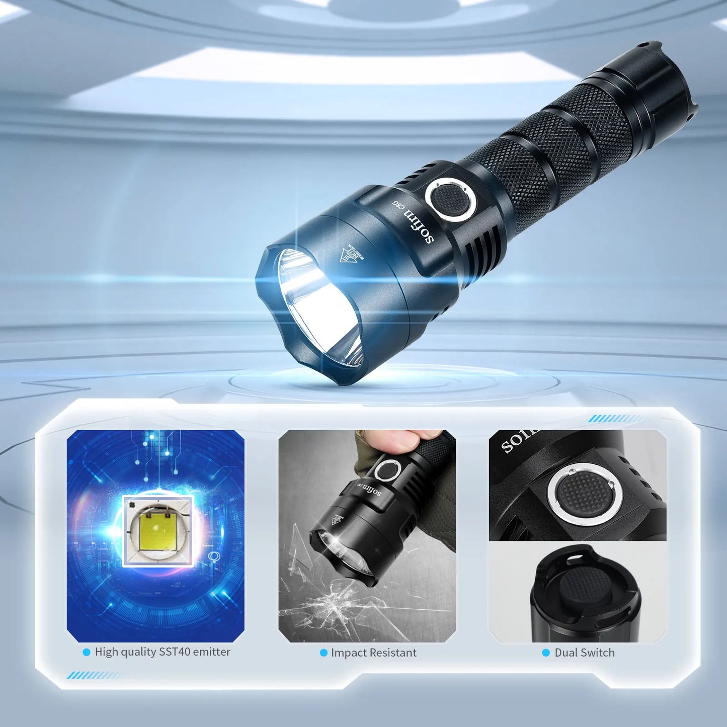 Sofirn C8G 21700 LED Tactical Flashlight SST40 2000lm ATR
