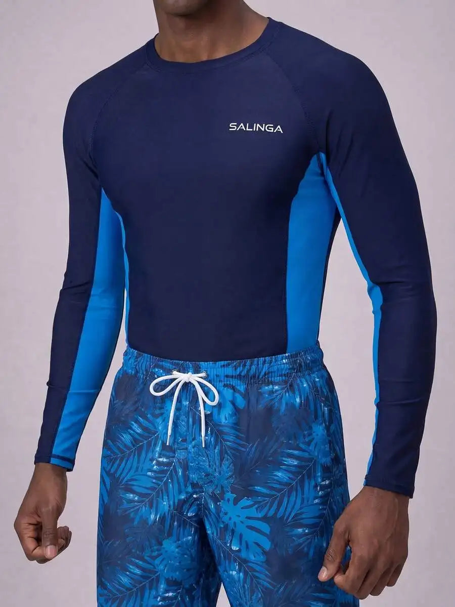 Mens Long Sleeve Rash Guard And Swim Shorts Set For Active Beachwear Durable Polyester Spandex