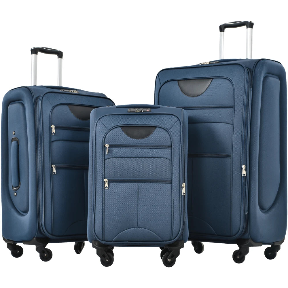 Softside Luggage Expandable Three-Piece Set With TSA Lock