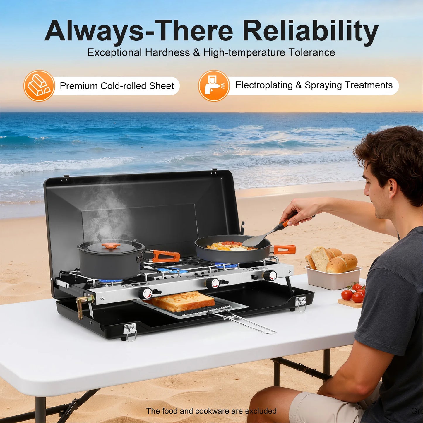 Portable 3 Burner Gas Stove Campfire Grill For Camping