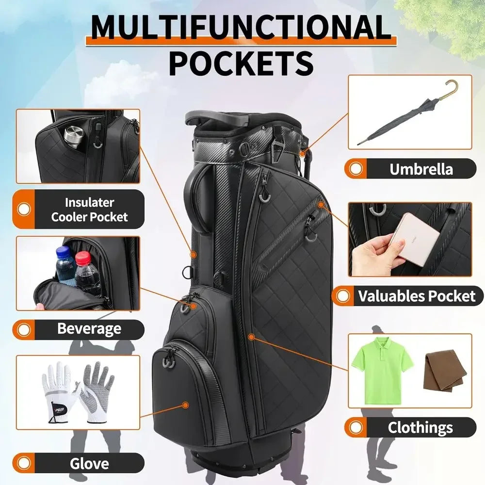 Durable Lightweight 14 Way Stand Golf Bag With Waterproof Pockets