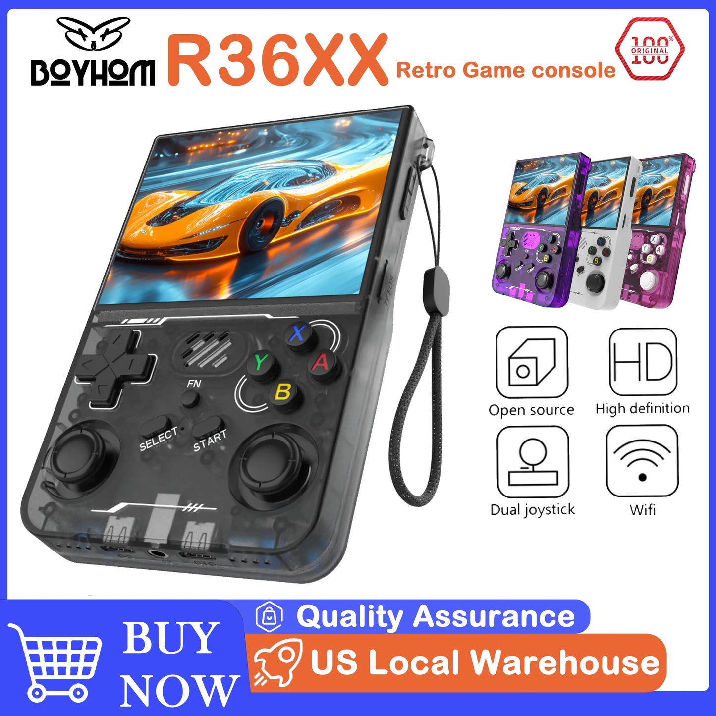 BOYHOM R36XX Retro Handheld Game Console With WiFi And 15000 Games