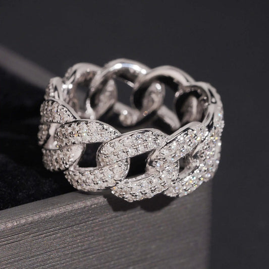 Lyee Cyee Sterling Silver Moissanite Cuban Ring For Unisex Wear