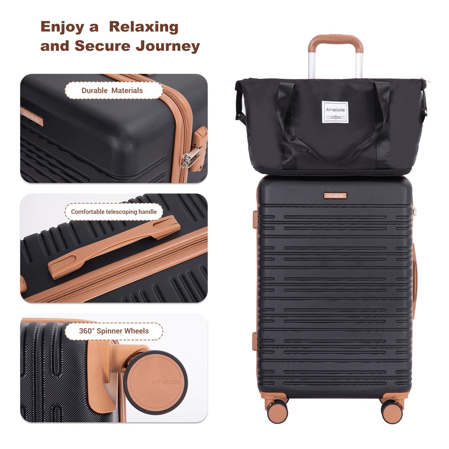 TRIPCOMP Luggage Set With Double Spinner Wheels And TSA Lock