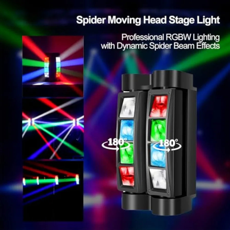 Spider Beam Moving Head DJ Light 8 LEDs RGBW Disco