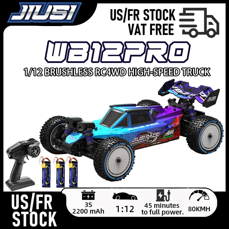 JIUSI WB 12 Pro 1/12 Brushless RC Car For Adults 50 MPH Off Road 4X4 RTR All Terrain Buggy