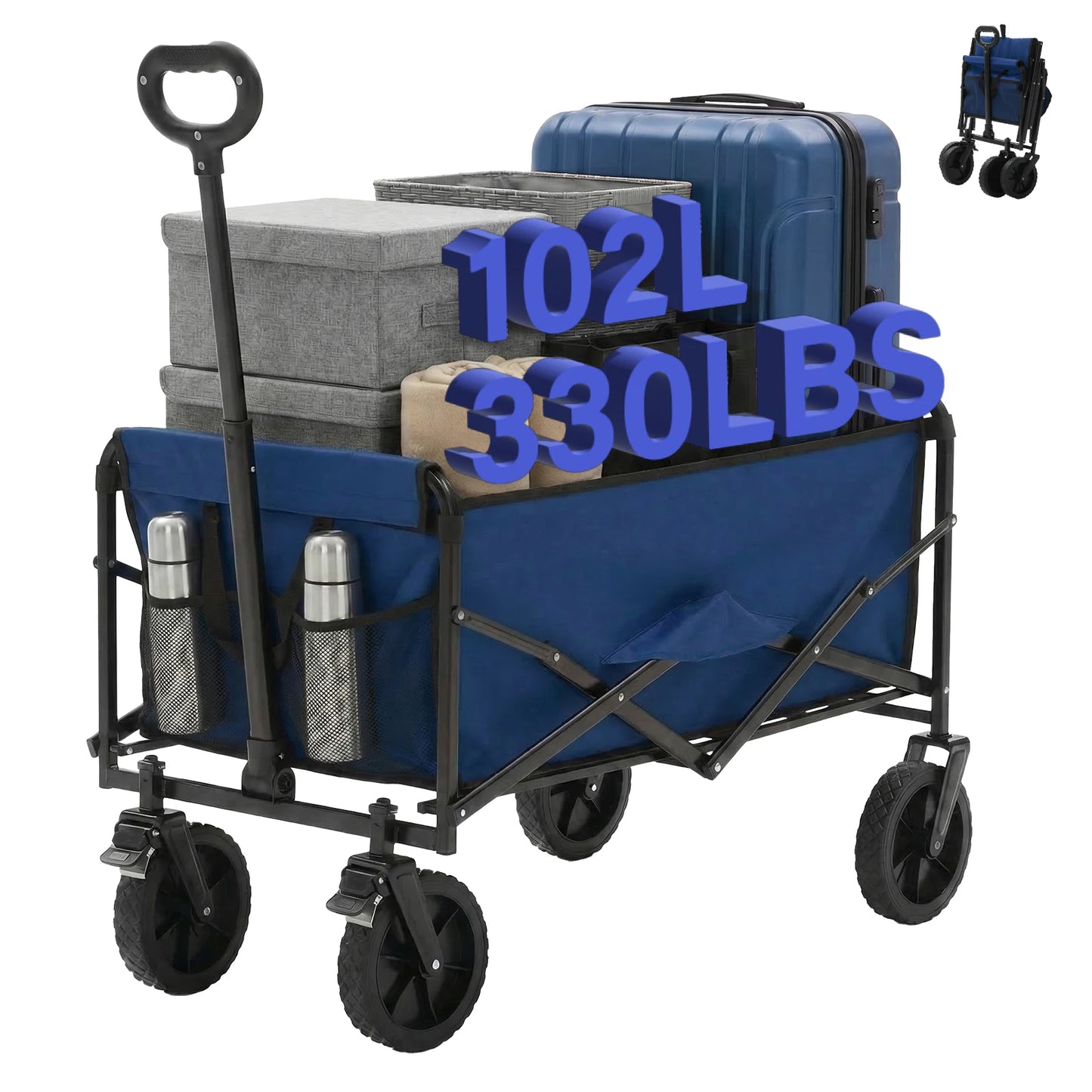 JHK Heavy Duty Collapsible Wagon Cart With 330 Lb Capacity