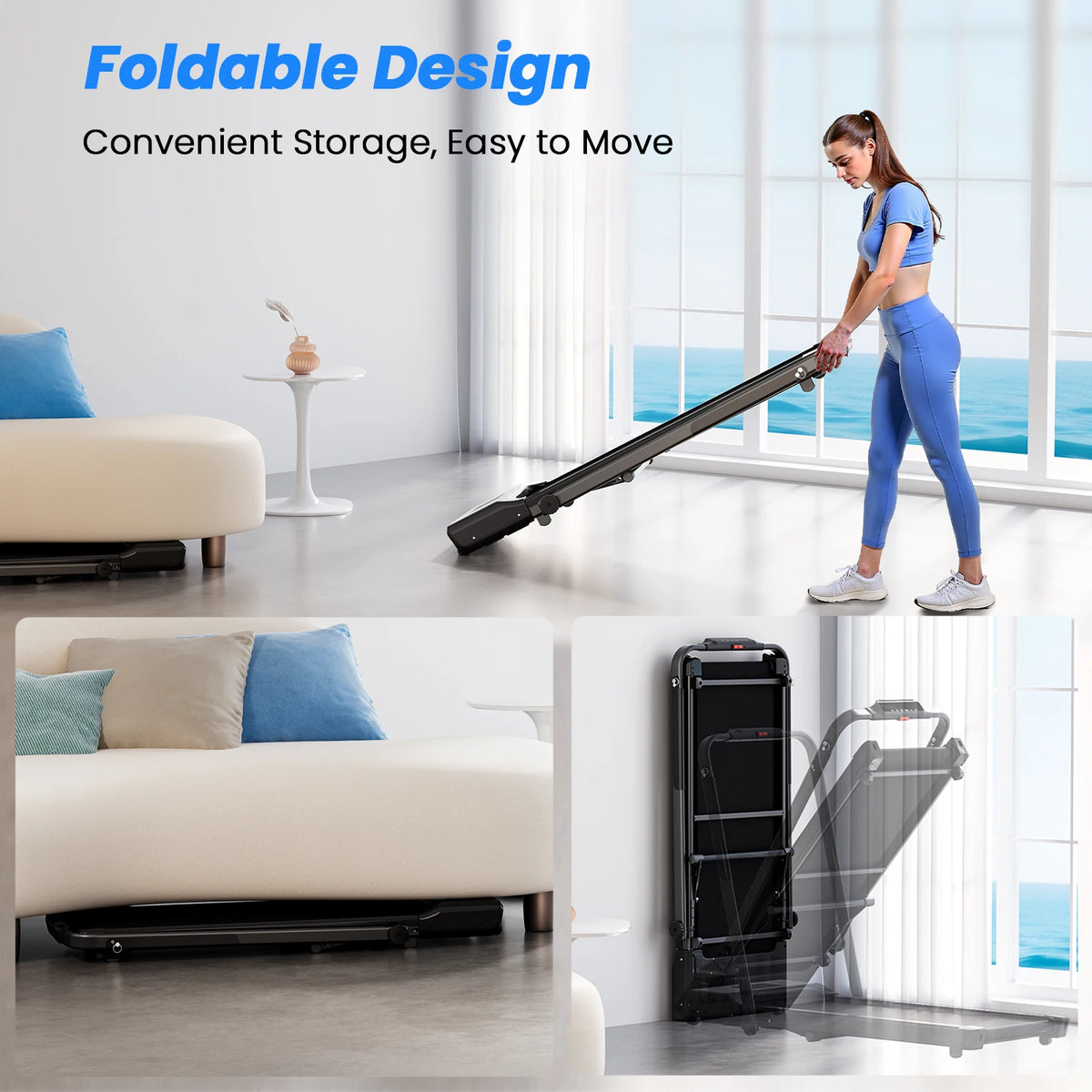 Superun 3.0HP Foldable Treadmill With Incline Handle And Remote Control