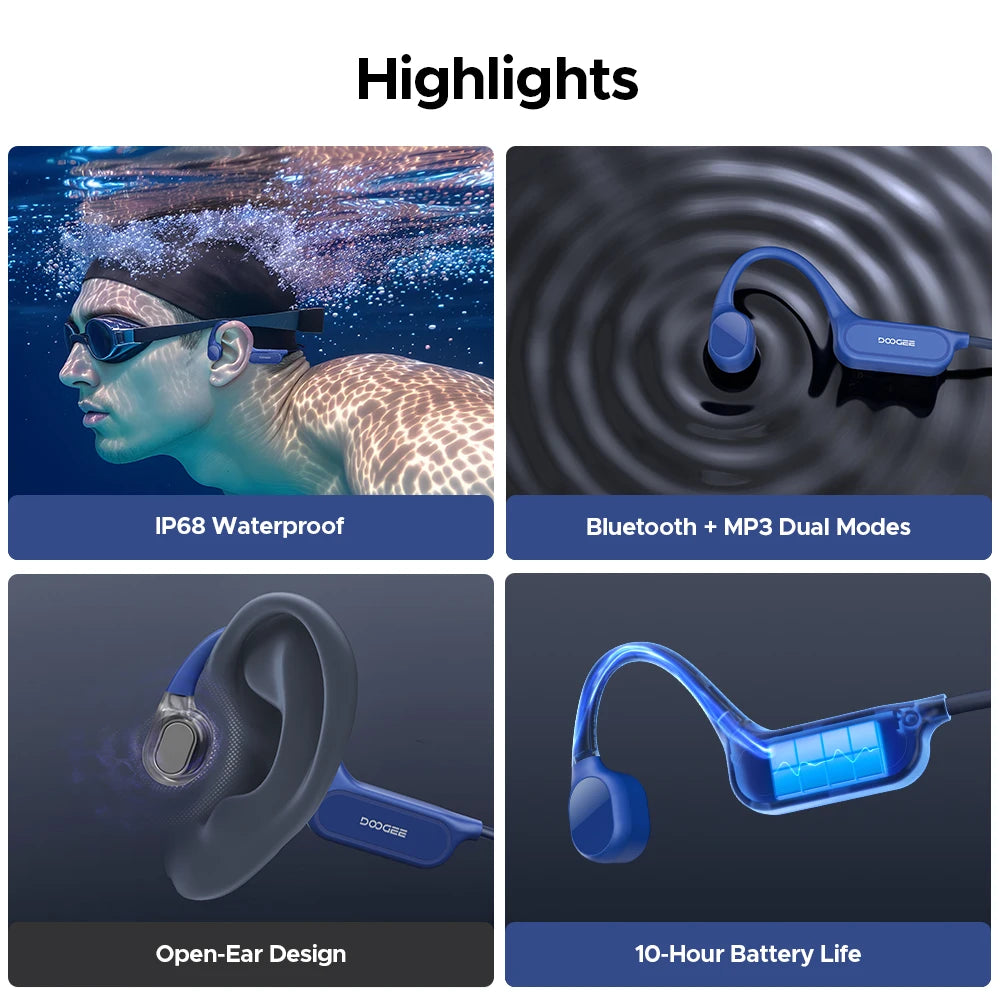 DOOGEE BoneBeat Swim Lite Bone Conduction Headphones Bluetooth Waterproof