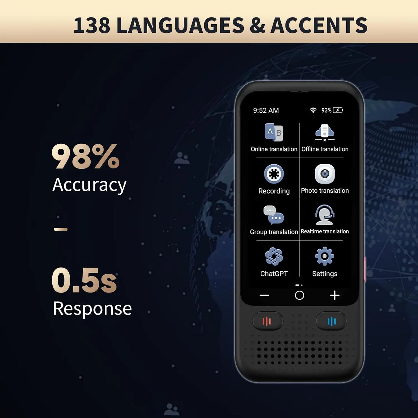 AI Language Translator Device 150 Languages No WiFi Needed Translation
