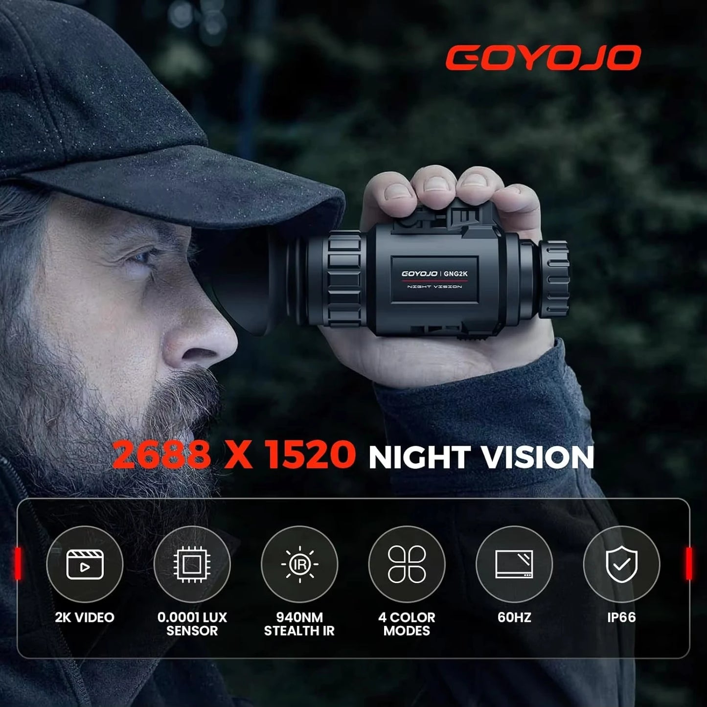 GOYOJO Night Vision Goggles NVG Helmet Mounted For Hunting And Recording